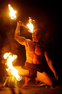 A Polynesian fire dancer