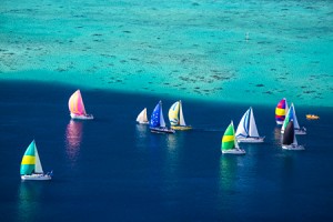 A colorful boats parade