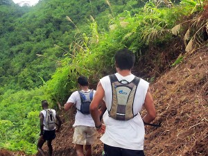 During the mountain race